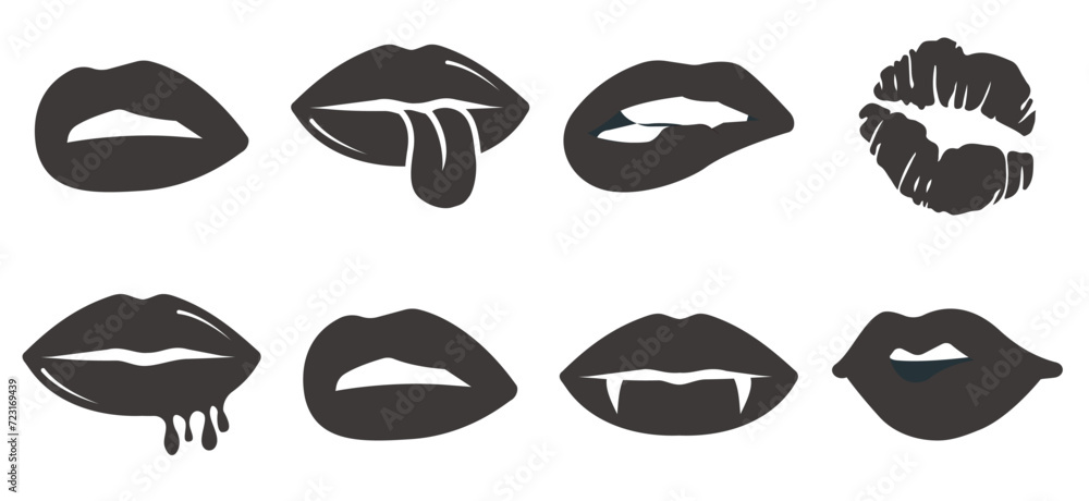 Set of lips icon. Vector design of Lips. Set of lips icon. Vector design of Lips.
