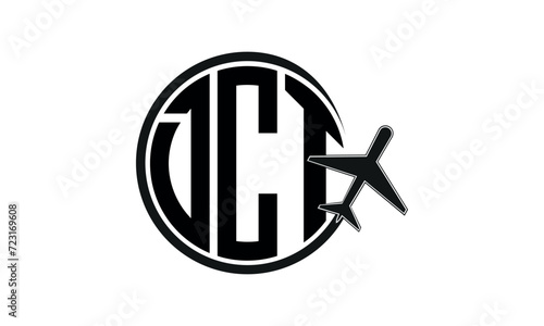 DCT three initial letter circle tour & travel agency logo design vector template. hajj Umrah agency, abstract, wordmark, business, monogram, minimalist, brand, company, flat, tourism agency, tourist