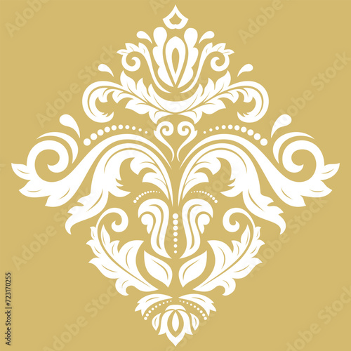 Elegant vintage vector yellow white ornament in classic style. Abstract traditional ornament with oriental elements. Classic vintage pattern