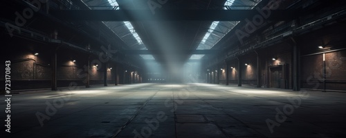 Empty Warehouse with Dramatic Lighting