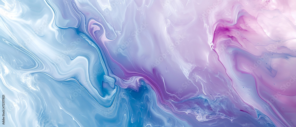 marble art, white and lightblue and purple,realistic liquid motion