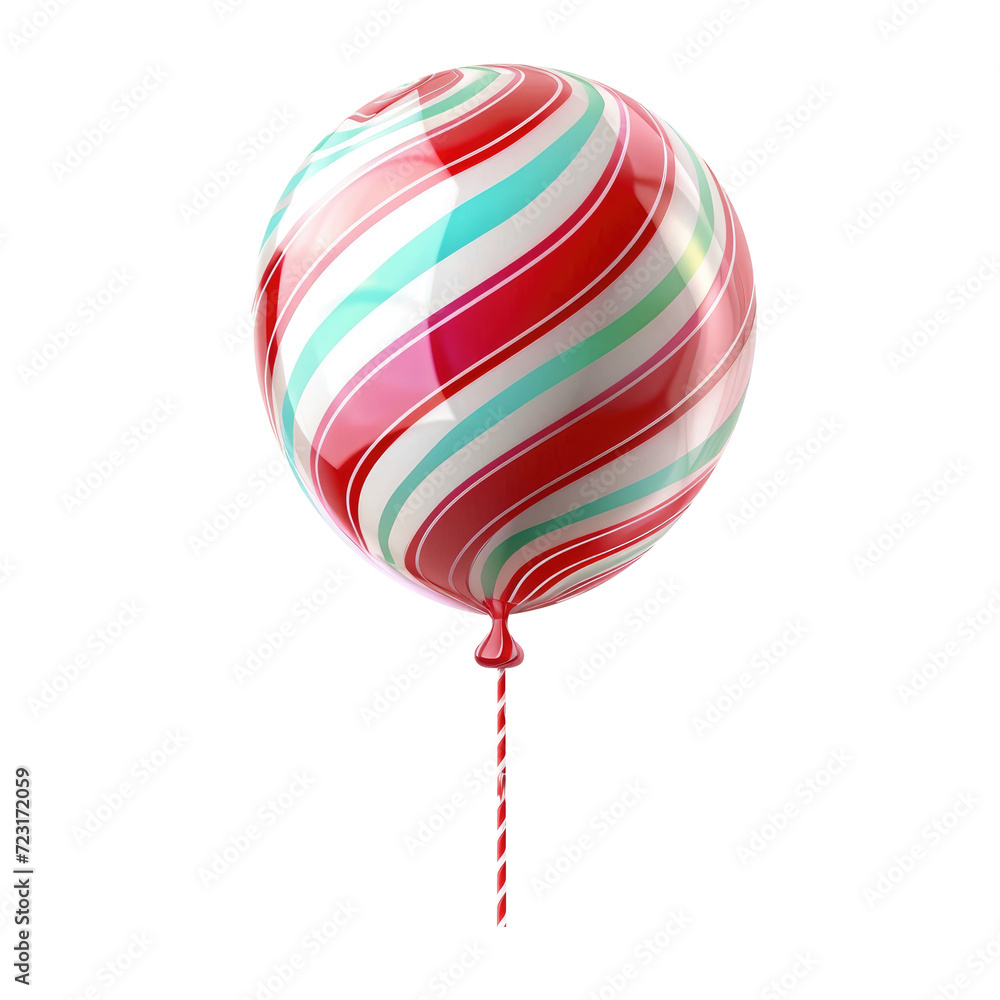 candy cran helium balloon. Birthday balloon flying for party and celebrations. Isolated on white background. Generative AI