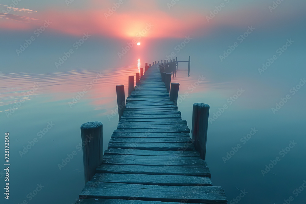 Obraz premium peaceful seascape bridge near beach photography