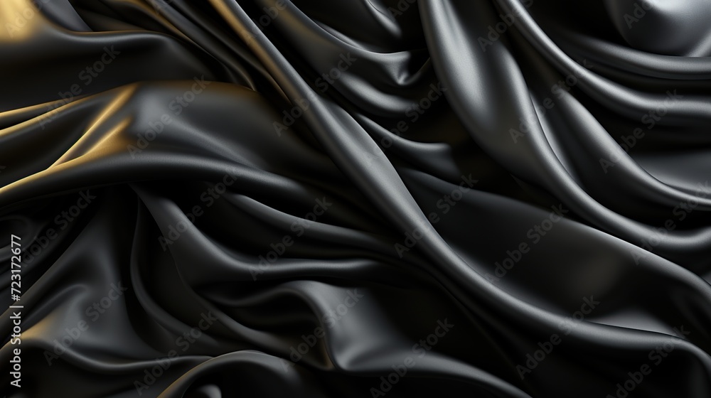 Elegant black silk or satin texture abstract background