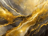 Gold and black abstract liquid marble background