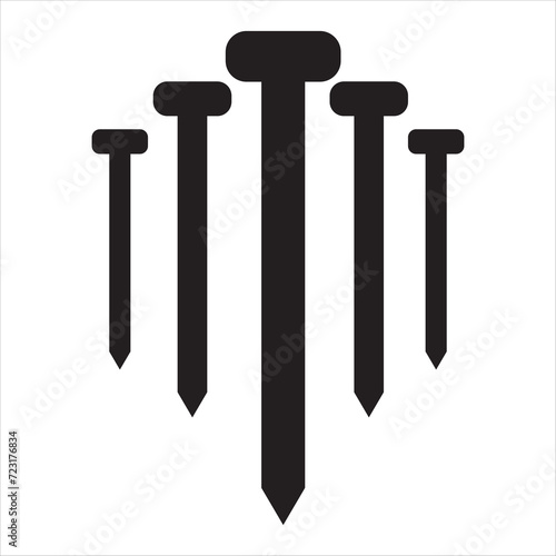 steel nail logo icon. metal nail logo design.