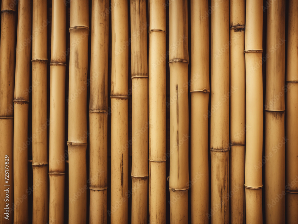 Fototapeta premium Bamboo wall background. The naturalness of the room or house walls or other furniture