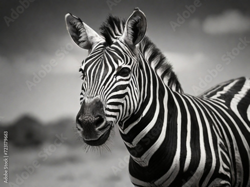 zebras on light black  background copy space  ai image 