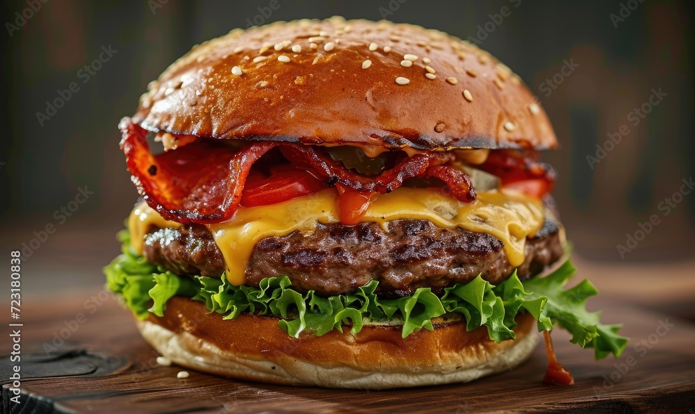 Freshly made tasty looking cheeseburger with beef meat. Freshly made tasty looking cheeseburger with beef meat.