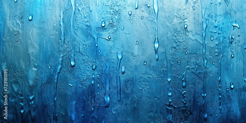 Rainy Day Blues: Raindrops on a Windowpane with Reflections. Water Drops.