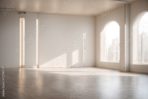 Stylish empty modern room with light wall