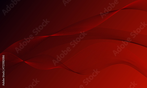 red soft lines wave curves on gradient abstract background