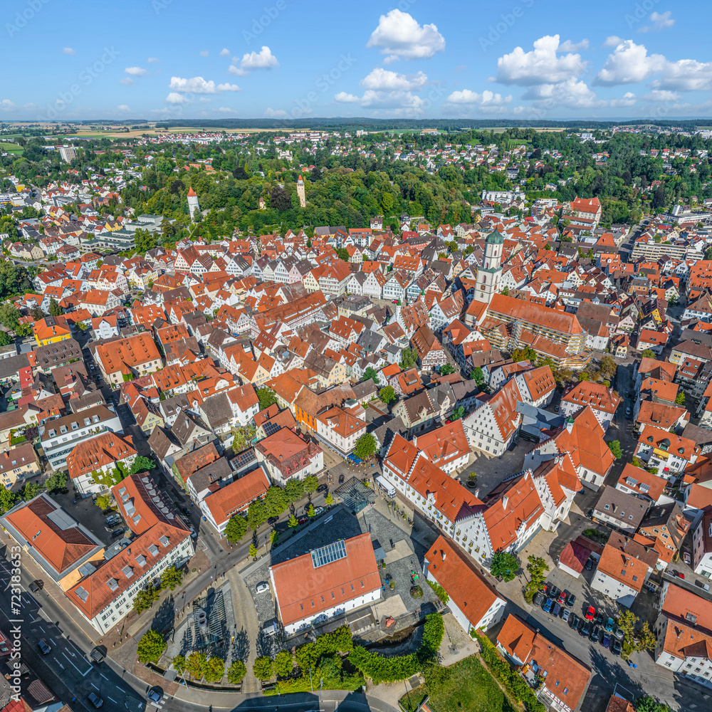 Luftaufnahme der historischen Altstadt von Biberach an der Riß in Oberschwaben