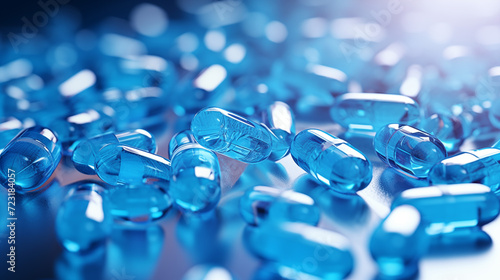 close up of blue pills for medical purpose
