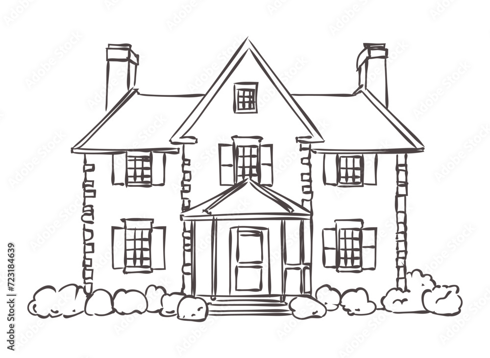 vector sketch of american brick  house