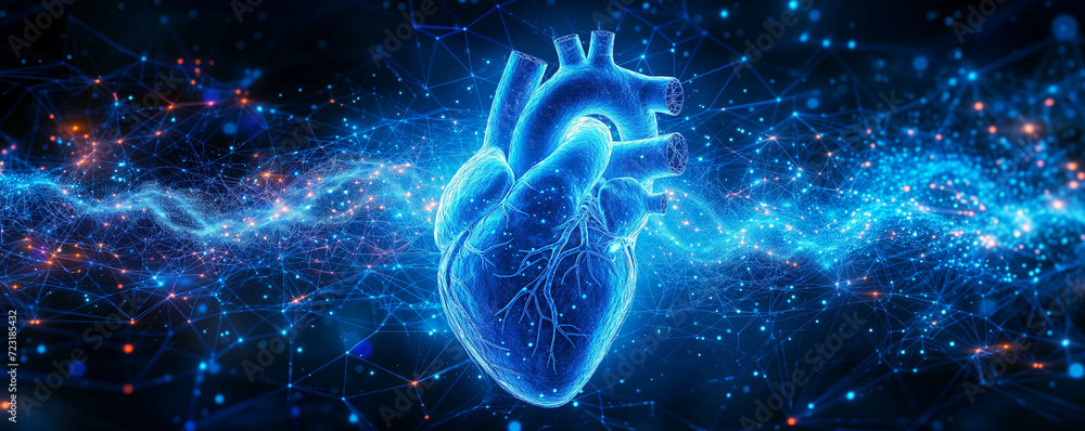 Futuristic medical research or heart cardiology health care with diagnosis vitals infographic biometrics for clinical and hospital Futuristic medical research or heart cardiology health care with diagnosis vitals infographic biometrics for clinical and hospital