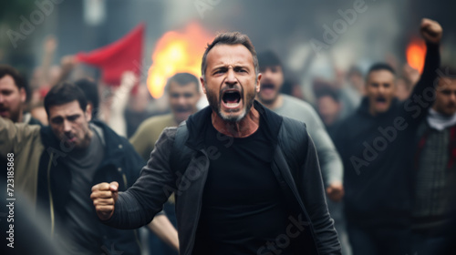 Man shouting at a demonstration © Natalia Klenova