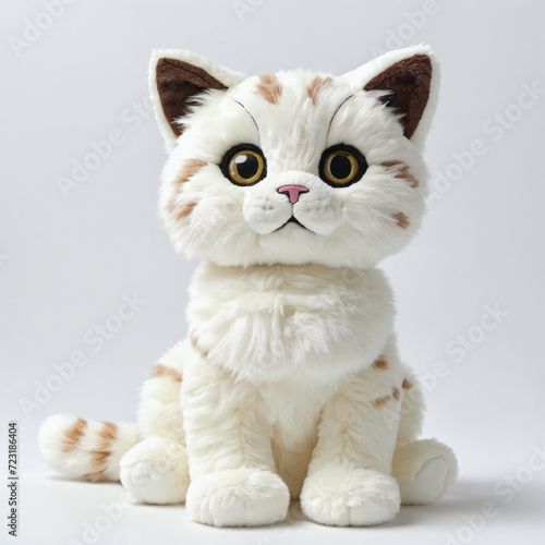 Cute Cat doll Stuffed Animal plush Toy Model Design, 3D render, Al Enhanced © Hadi