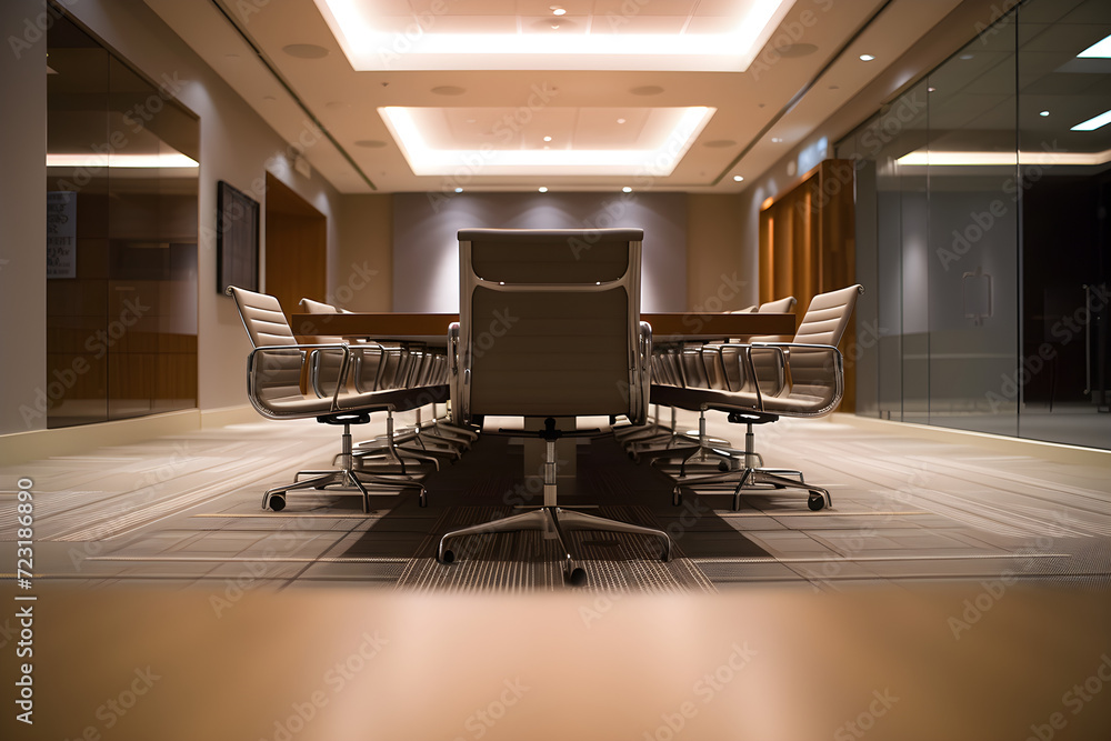 Fototapeta premium Modern Corporate Meeting Room Ready for Executives