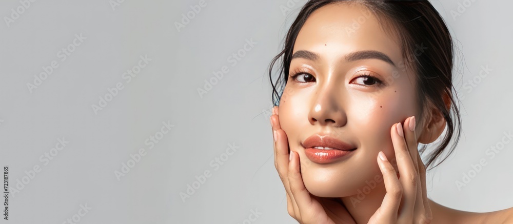 © MUCHIB - Portrait asian woman model with beautiful natural face healthy facial skin cosmetic. AI generated © MUCHIB - Portrait asian woman model with beautiful natural face healthy facial skin cosmetic. AI generated
