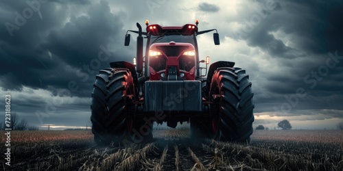 Shot of huge tractor with big wheels photo