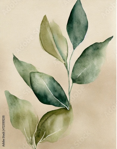 Watercolor beautiful biho leaves artworks