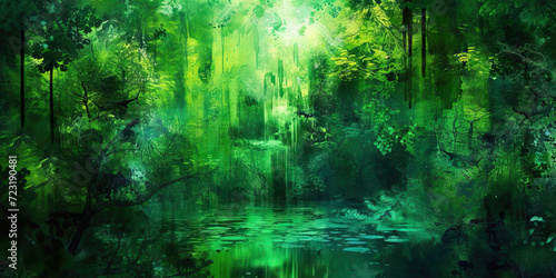 Emerald Enchantment in the Enchanted Forest: An Enchanting Fusion of Emerald Green in a Mystical Forest Setting © Lila Patel