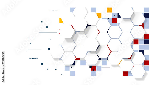 Background of geometric figures. Square, hexagon, lines. 