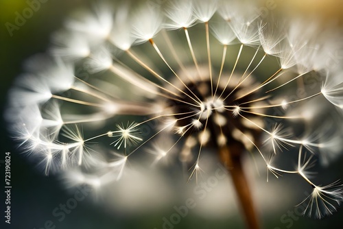 Closeup of dandelion seeds. Shallow depth of field