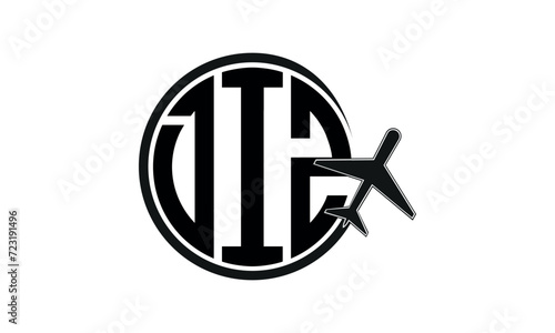 DIZ three initial letter circle tour & travel agency logo design vector template. hajj Umrah agency, abstract, wordmark, business, monogram, minimalist, brand, company, flat, tourism agency, tourist photo