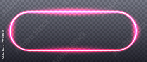 Banner pink neon frame on transparent background. Abstract rounded rectangle vector illustration