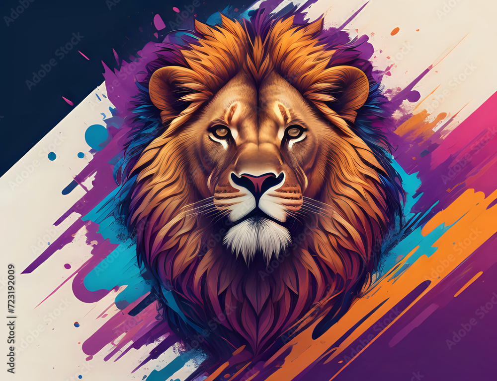 Kopf eines Löwen vor abstraktem Hintergrund
