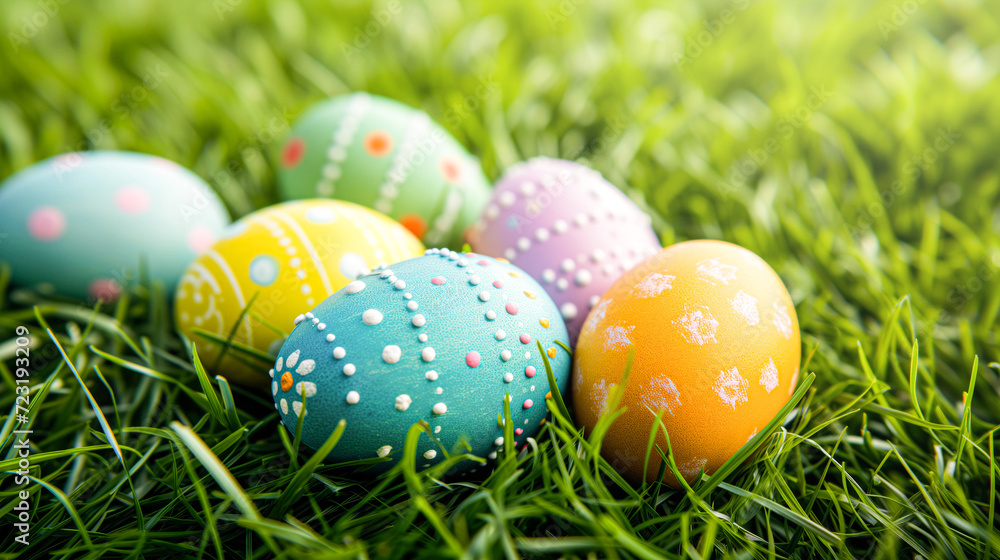 Easter eggs on grass