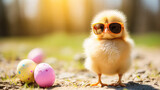 Easter small chicken with sunglasses, swag style