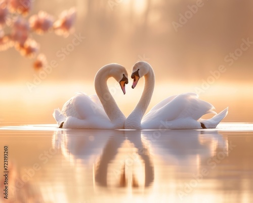 Swans forming heart