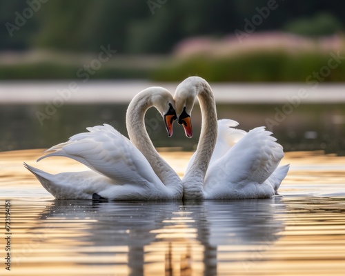 Swans forming heart