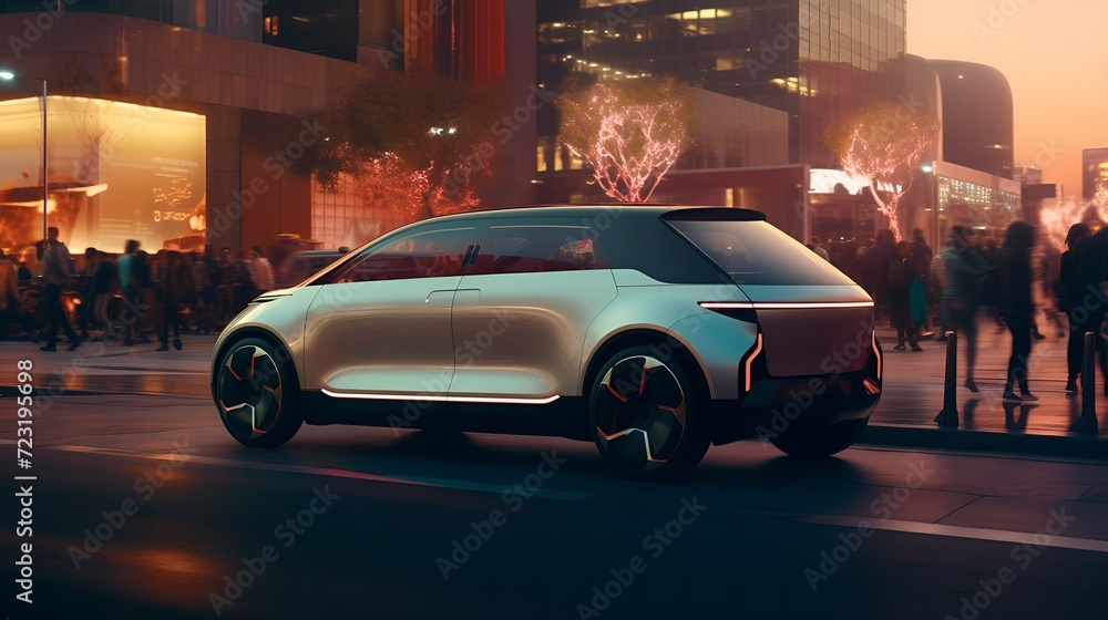 Sleek Electric SUV on a City Street Sleek Electric SUV on a City Street