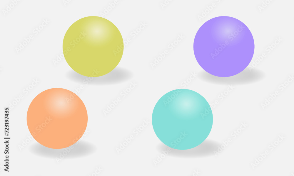 Set of glossy spheres and balls on a white background with a shadow. Set of glossy spheres and balls on a white background with a shadow.