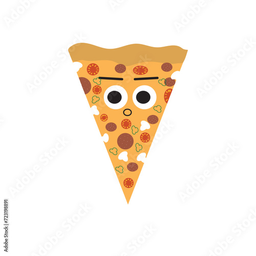 Pizza character with a surprised expression