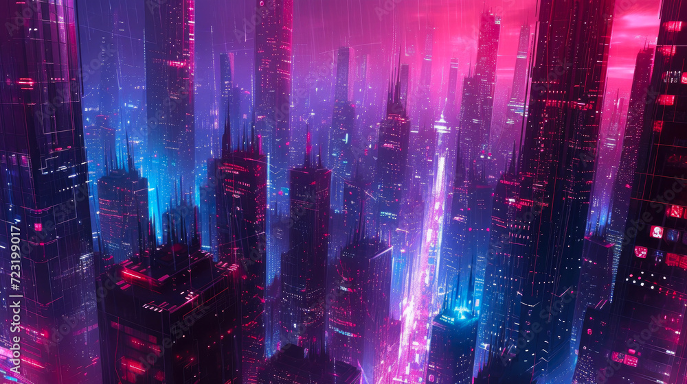 Techno City Lights: A Cybernetic Skyline