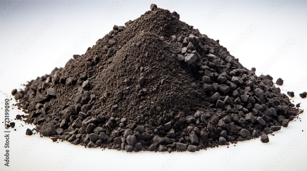 Gunpowder for a military or hunting rifle. Pile gunpowder, black powder isolated on white background. Gunpowder for a military or hunting rifle. Pile gunpowder, black powder isolated on white background.