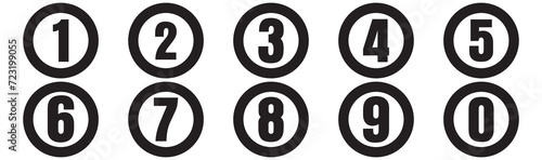 Set of numbers . Number circles set 0 to 9 . Set of Round 0-9 numbers icon for education . Vector illustration