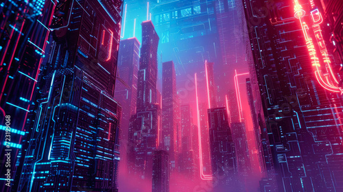 Electric Dreamscape  Neon Towers Aglow