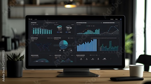 Modern Analytical Dashboard Display on a Desktop Monitor in Office Setting © Abdul