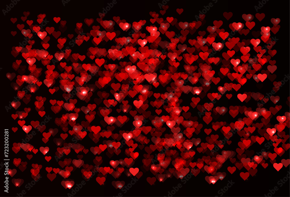 Red hearts bokeh on a dark background. Holiday concept. February 14, Valentine's Day Red hearts bokeh on a dark background. Holiday concept. February 14, Valentine's Day