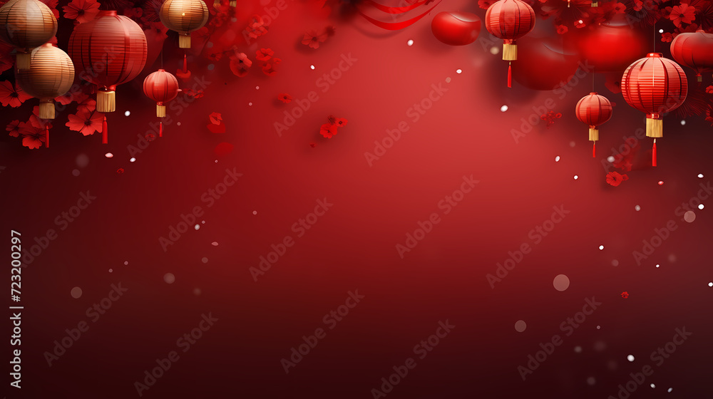Chinese New Year background, Lunar New Year greeting card template with copy space Chinese New Year background, Lunar New Year greeting card template with copy space