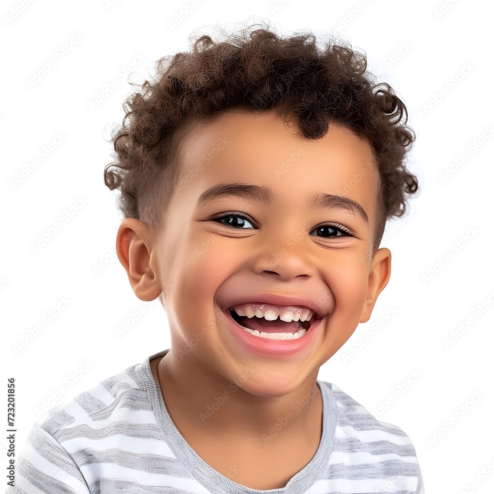 A professional studio portrait of an adorable mixed-race boy with bright, perfect teeth, laughing and smiling. The image is isolated on a clean white background. A professional studio portrait of an adorable mixed-race boy with bright, perfect teeth, laughing and smiling. The image is isolated on a clean white background.