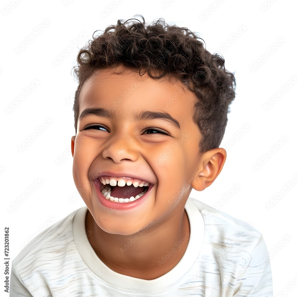A professional studio portrait of an adorable mixed-race boy with bright, perfect teeth, laughing and smiling. The image is isolated on a clean white background. A professional studio portrait of an adorable mixed-race boy with bright, perfect teeth, laughing and smiling. The image is isolated on a clean white background.