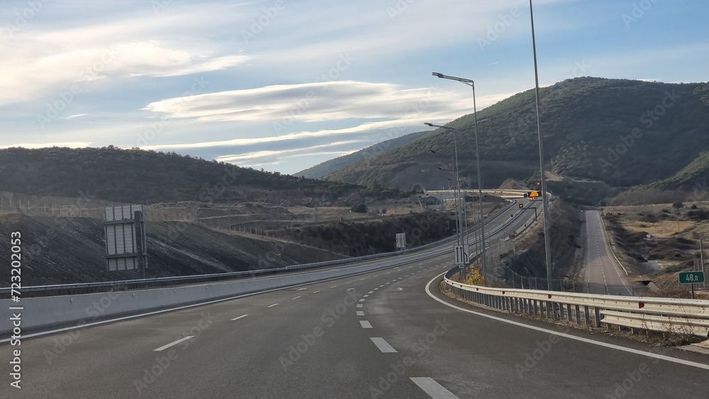 road  street highway greece trikala lamia cities highway - obrazy, fototapety, plakaty 