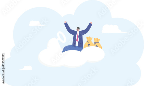 success businessman from the cloud, vector illustration cartoon
